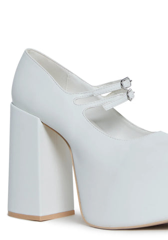 Macabre Meetup Platform Mary Janes - White