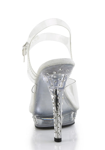 Lip-108 Platform Ankle Strap Rhinestones Studded Sandals-Clear