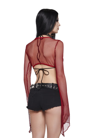 Cryptic Glamour Fishnet Shrug - Red
