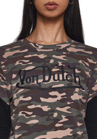 Camo Twofer Long Sleeve Top