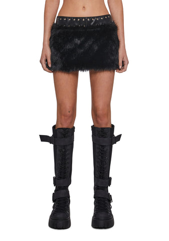 Rave Away Faux Fur Mini Skirt