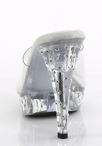 Cocktail-501 Platform Rhinestones Studded Slides-Clear