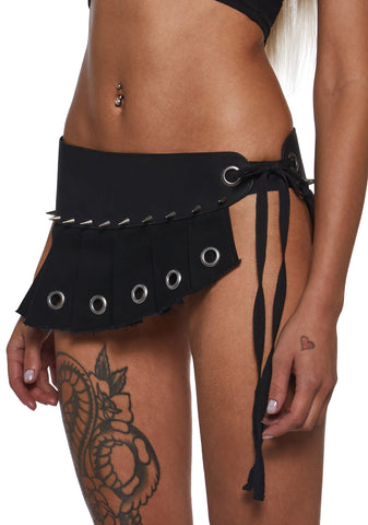 Ego Belt With Pleated Skirt Panel - Black