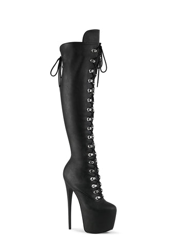 Jubilant-3012 Platform Over-The-Knee Boots-Black PU