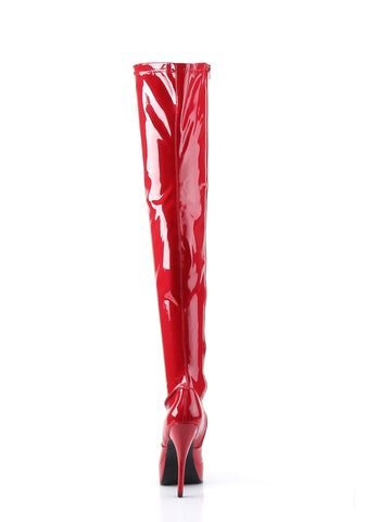 Indulge-3000 Platform Thigh High Boots-Red