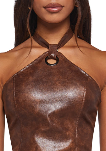 High Brow Halter Top - Brown