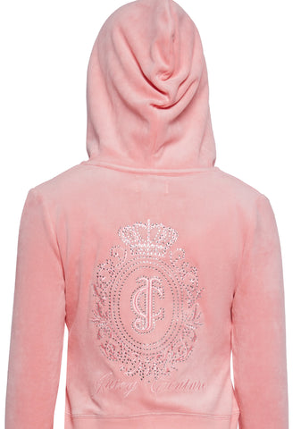 Crown Heritage Cotton Velour Hoodie - Pink