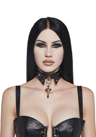 Choker Collar With Cross