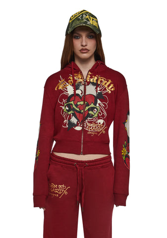 Sacred Heart Zip Front Hoodie