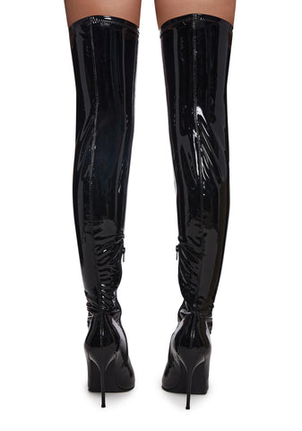 Thigh High Stretch Boots - Black