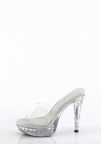 Cocktail-501 Platform Rhinestones Studded Slides-Clear