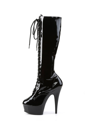 Delight-2023 Platform Knee High Boots-Black