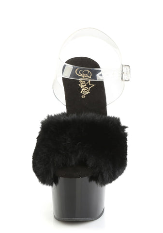 Adore-708FUR Platform Ankle Strap Sandals-Black