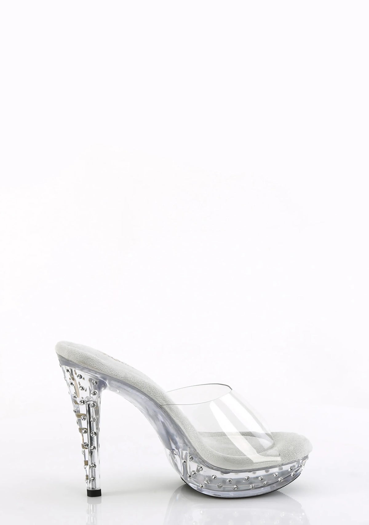 Cocktail-501 Platform Rhinestones Studded Slides-Clear