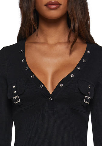 Brianna Long Sleeve Top - Black