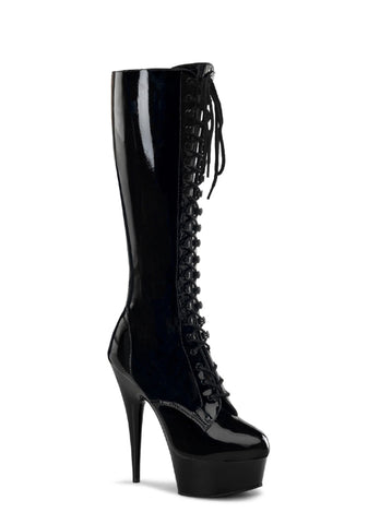 Delight-2023 Platform Knee High Boots-Black