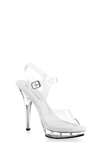 Lip-108 Platform Ankle Strap Sandals-Clear