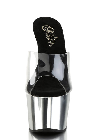Adore-701 Platform Slides-Silver Chrome