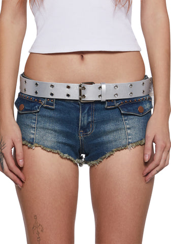 Vibing Sounds Faux Fur Belt - Silver