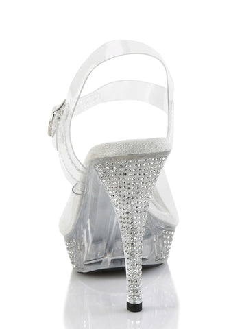 Elegant-408 Platform Ankle Strap Sandals-Clear