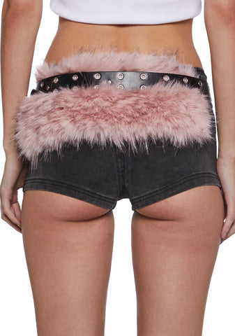 Vibing Sounds Faux Fur Belt - Pink