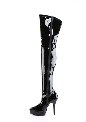 Indulge-3000 Platform Thigh High Boots-Black