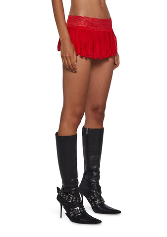 Fierce Flirt Lace Skirt - Red
