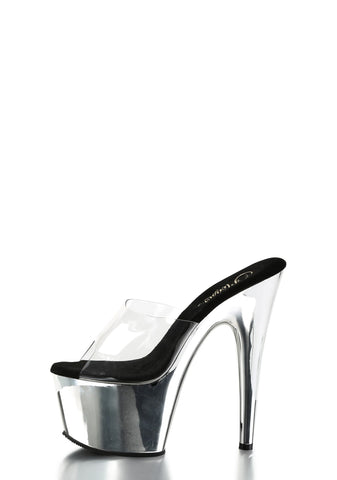 Adore-701 Platform Slides-Silver Chrome