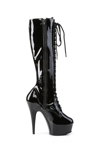 Delight-2023 Platform Knee High Boots-Black