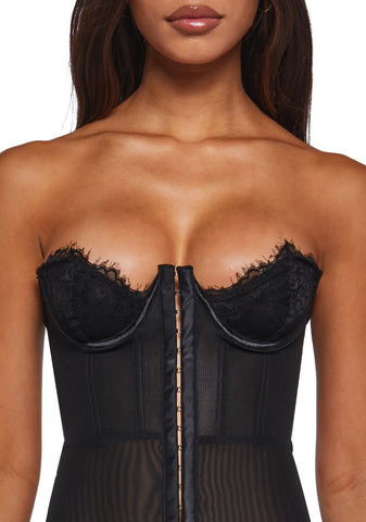 Captivating Gazes Slip Dress - Black