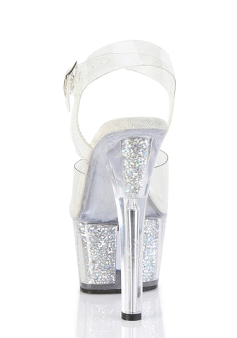 Aspire-608RSI Platform Ankle Strap Sandals-Clear