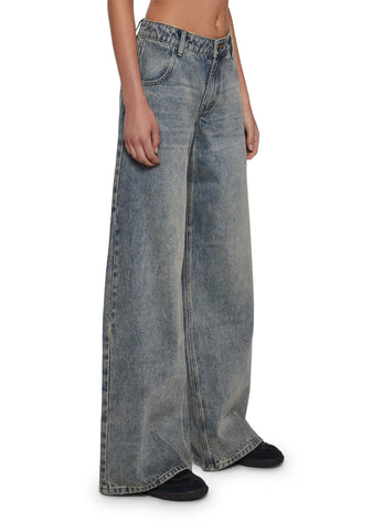 Sinful Attitude Wide Leg Jeans - Blue