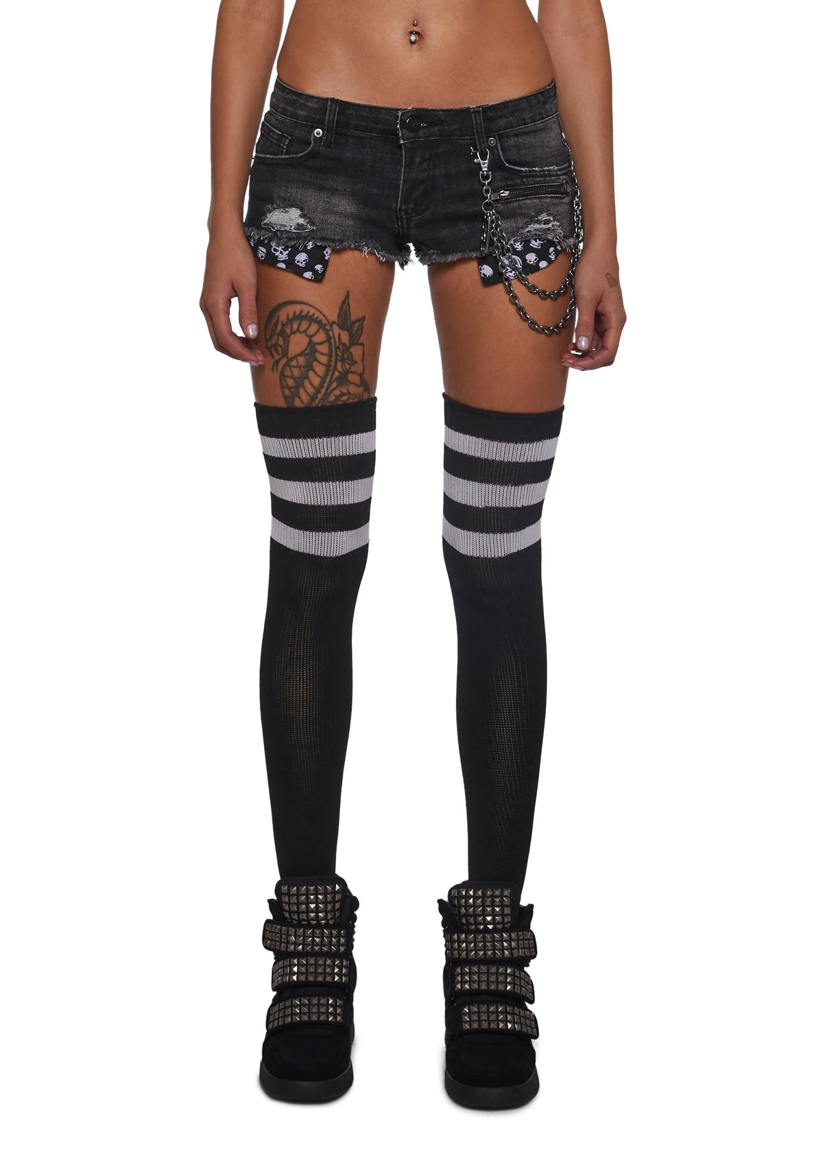 Ciska Brass Knuckle Denim Micro Shorts