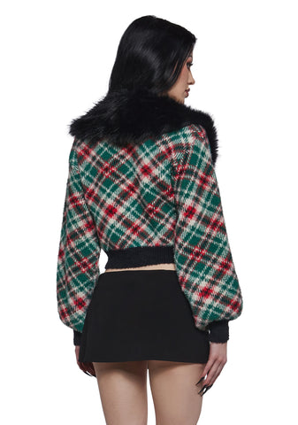 Holiday Party Plaid Cardigan