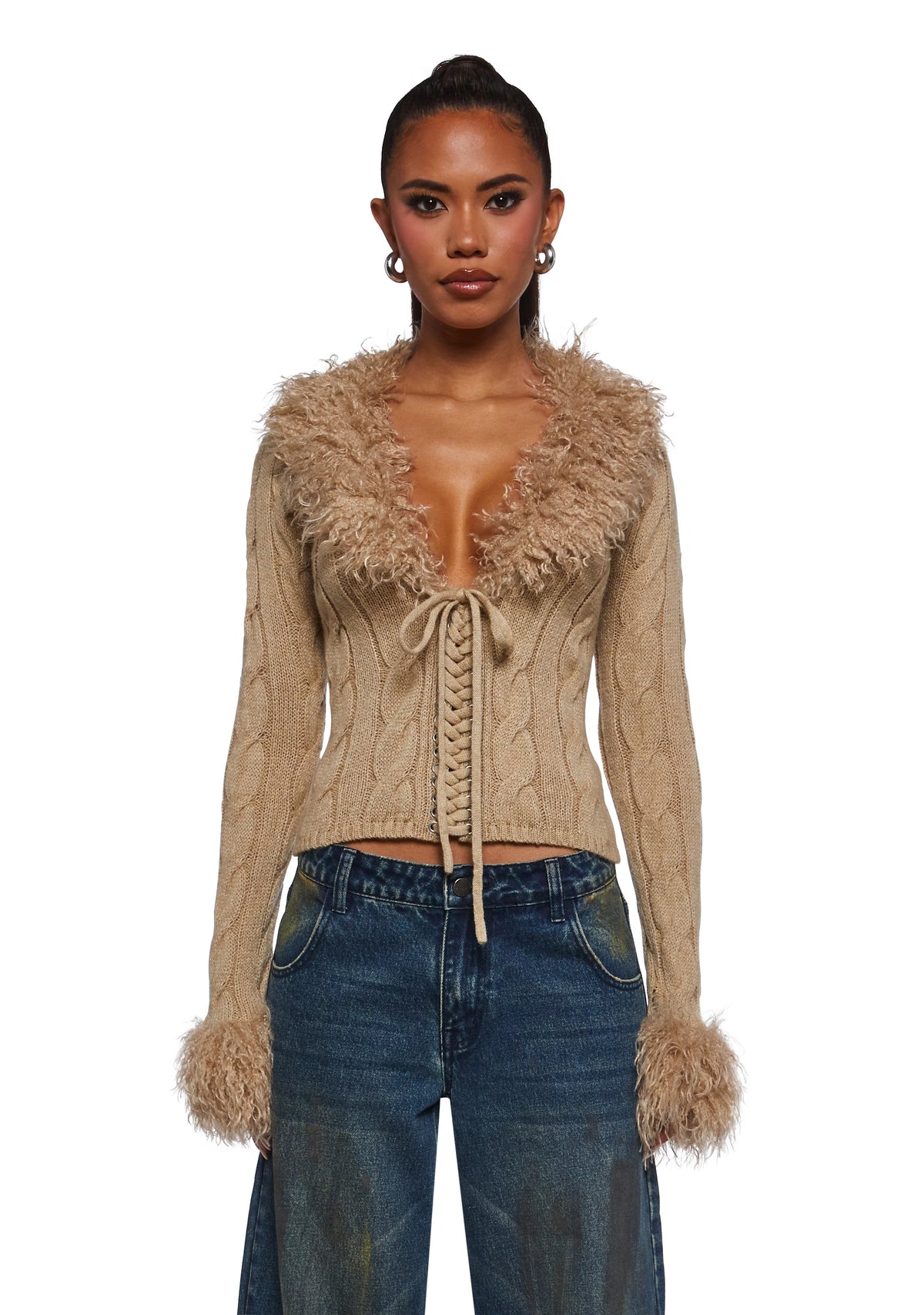 Covet Cable Knit Cardigan - Off White