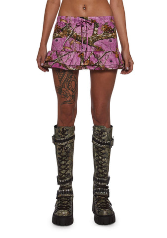Camo Ruffle Mini Skirt