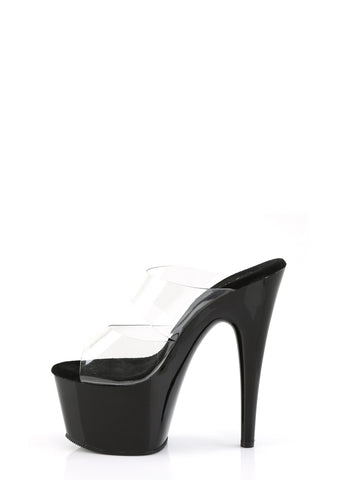 Adore-702 Platform Two-Band Straps Slides-Clear-Black