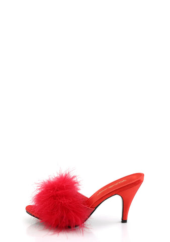 Amour-03 Marabou Slippter-Red PU