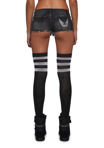 Ciska Brass Knuckle Denim Micro Shorts