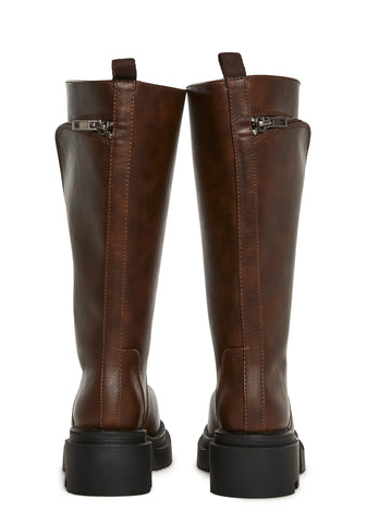 Small Town Girl Platform Boots - Brown