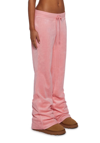 Crown Heritage Cotton Velour Track Pants - Pink