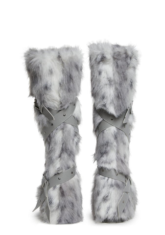 Wild Instincts Faux Fur Boots - White