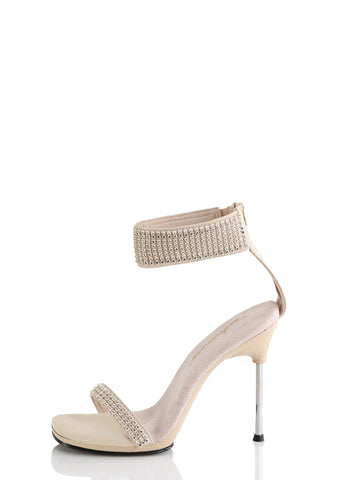 Chic-40 Platform Ankle Strap Rhinestone Sandals-Tan