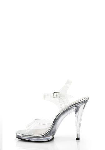 Flair-408 Platform Ankle Strap Sandals-Clear