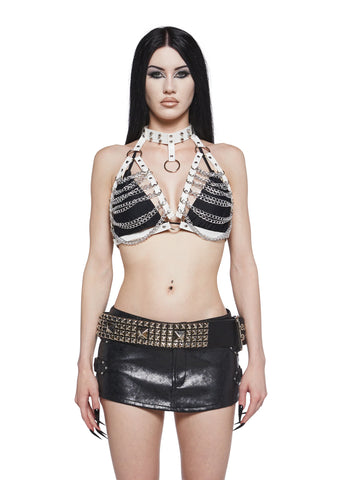 Brazen Tactics Chain Harness Choker - White