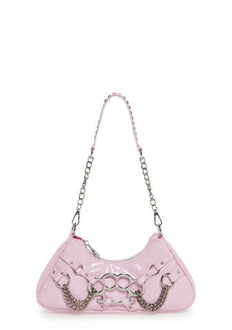 Ciska Brass Knuckle Shoulder Bag - Pink