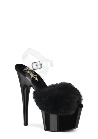 Adore-708FUR Platform Ankle Strap Sandals-Black