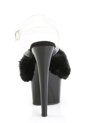 Adore-708FUR Platform Ankle Strap Sandals-Black