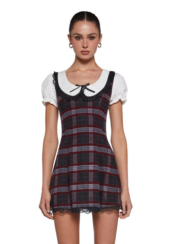 Dark Academia Plaid Dress