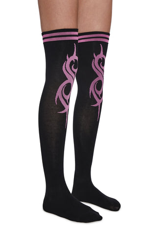 Slipknot Fan Thigh High Socks - Pink